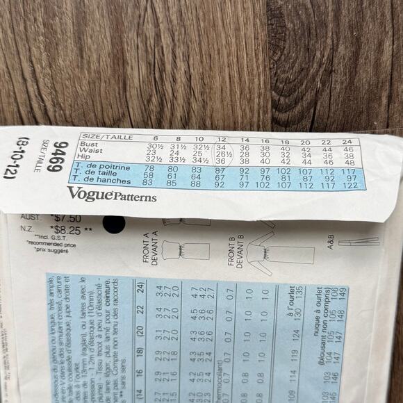 Vintage 1980s Vogue 9469 Sewing Pattern Size XS-S Women Midi Maxi Dress COMPLETE - Picture 3 of 3